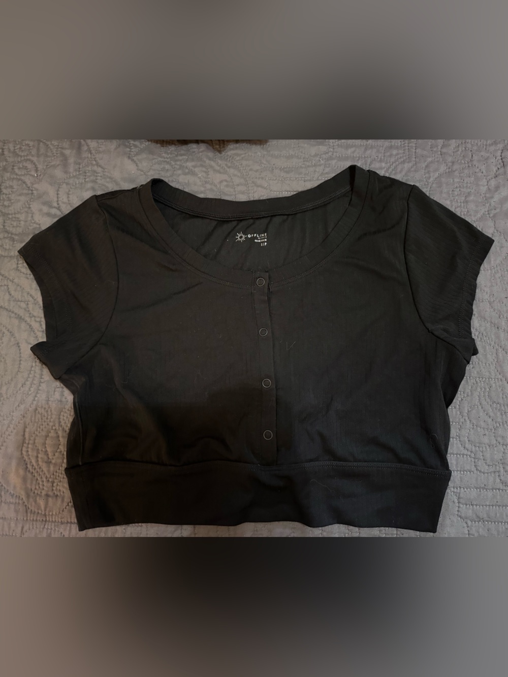 Aerie Black Snap-Front Crop Top. 4 FOR $20 SALE